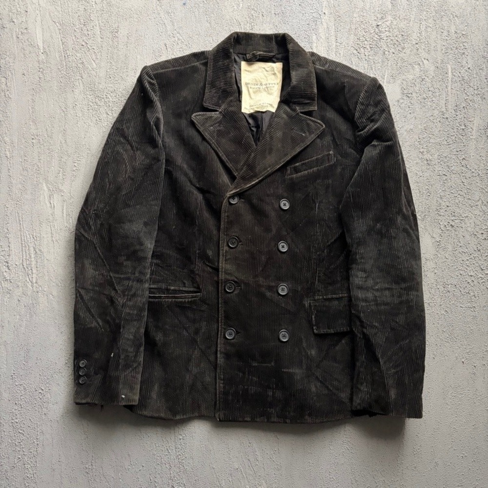 Denim & Supply Ralph Lauren Corduroy Blazer Large Black Double Breasted